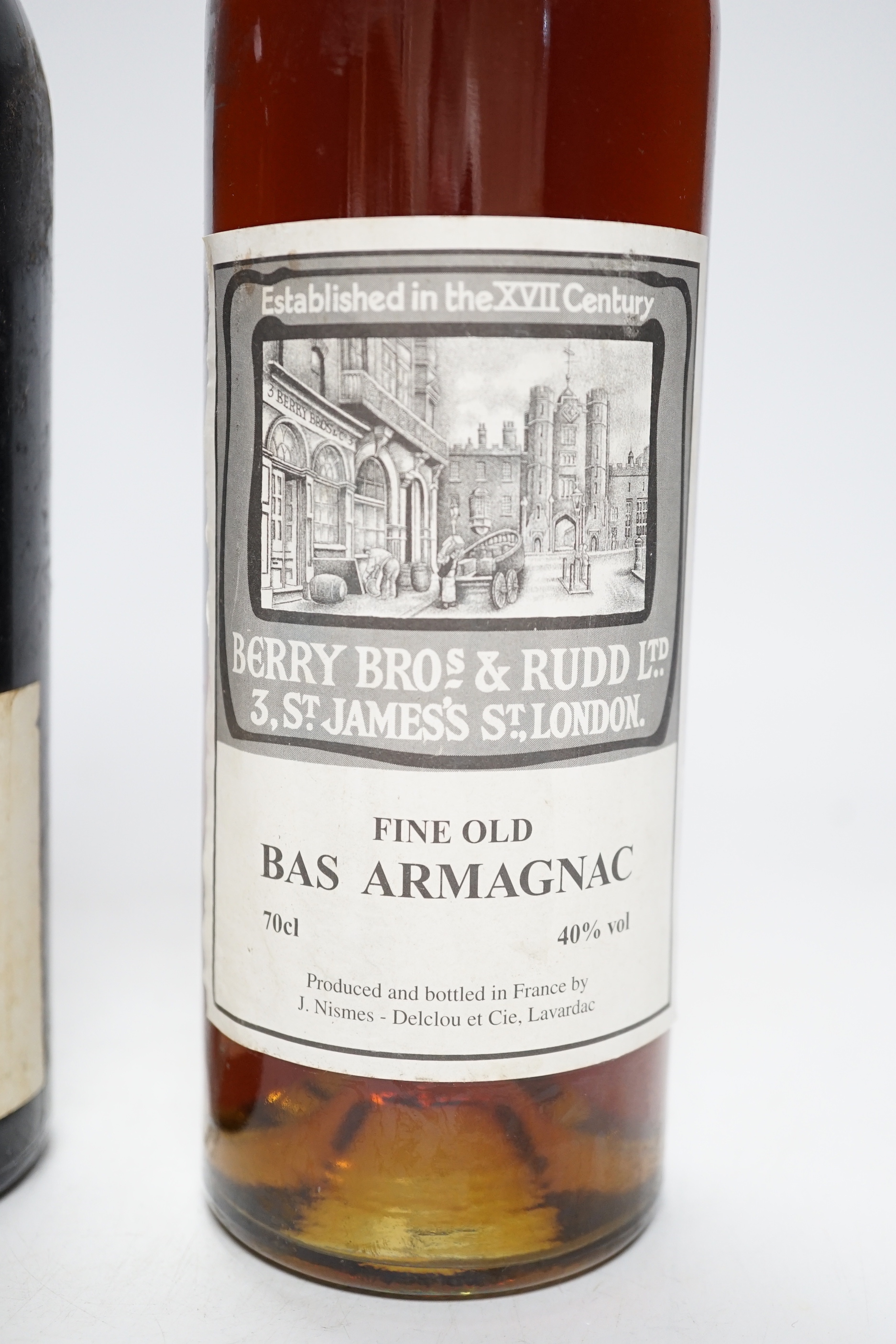 A bottle of Berry Bros 1970 vintage port and Armagnac (2)